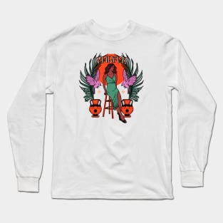 Thrive - inspiration, motivation, type, typography, saying, girl power, summer, heat, palm tree, animals, birds Long Sleeve T-Shirt